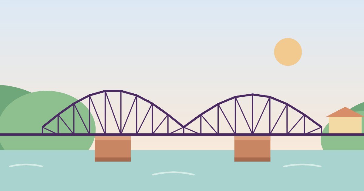 Desenho da ponte metálica de São José do Rio Pardo sobre o rio